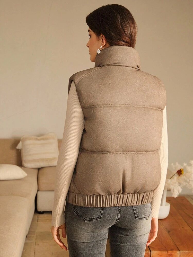 Women's Solid Color Minimalist Sleeveless Padded Vest