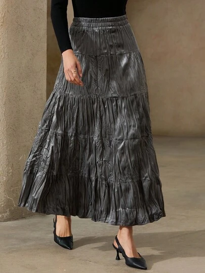 Aveloria Rosie 秋冬新款优雅高端天鹅绒褶饰拼布A字长裙