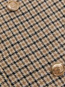 Solivie 女士秋冬格纹复古西装外套 - 卡其色 - 查看 9