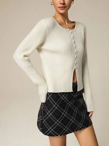 Hanevo 女士修身休闲开衫，秋冬 - 杏色 - 查看 6