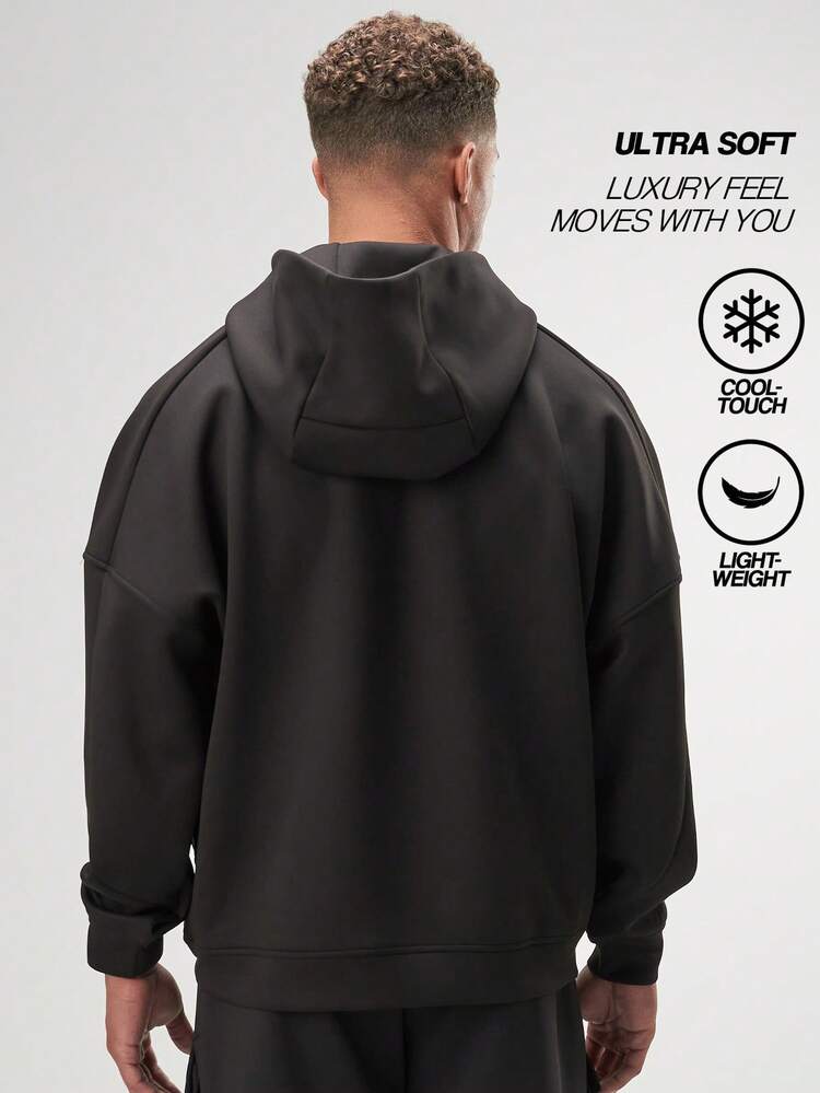 ARC Activewear 超大全拉链连帽衫 高性能上衣 健身房运动夹克 套头衫 - 黑色 - 查看 2