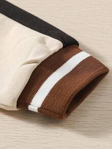 SHEIN Camisa polo de manga larga con estampado de unicornio y caballo, de bloques de color y parches, informal y colegial, para niños pequeños, otoño/invierno