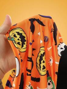Happy Jammies Calzoncillos para adolescentes de la familia de colores naranja con diseños de calabaza de Halloween, cara de fantasma, telaraña, murciélago y gatito, divertidos y adorables para una fiesta familiar - Naranja - Ver 5