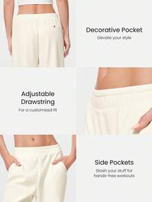 GLOWMODE Waffle Brushed Straight-Leg Elastic Waist Active Pants Casual Daily Wear Warm Winter - Beige - View 4