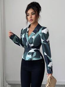 Elenzga Áo cánh dài tay họa tiết hoa thanh lịch dành cho nữ - Nhiều màu - Xem 5