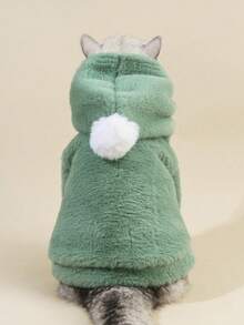 PETSIN 1pc Pet Christmas Plush Zip-Up Coat - Green - View 3