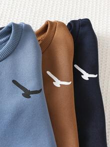 SHEIN 6 件套男童/女童百搭休闲宽松运动衫和运动裤套装，蓝色、卡其色、海军蓝，适合日常穿着和户外，秋冬季