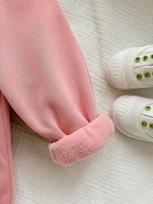 SHEIN Babygirl 休闲纯色松紧腰裤，适合秋冬 - 彩色 - 查看 3