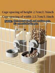 SHEIN 半件悬挂式自动宠物食品喂食器和饮水器套装，重力猫喂食器，带笼式碗