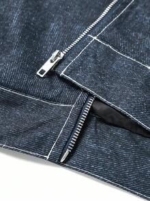 Manfinity EMRG Men's Long Sleeve Casual Street Style Zip-Up Jacket, Fall - Blue - View 5