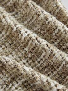 SHEIN MOD Váy dài vừa phải, tay ngắn, chất liệu vải tuýt kẻ caro có cổ - xanh quân đội - Xem 4