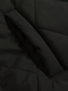 PAVTROS 男士休闲绗缝拉链抓绒外套，冬季男士保暖外套，Y2K风格拉链外套，街头风外套，Y2K风格拉链男士绗缝拉链外套，街头风拉链外套 - 黑色 - 查看 4