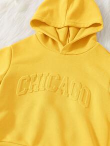 SHEIN Moletom infantil masculino estilo universitário, confortável, minimalista, prático e versátil, com textura macia em relevo 3D. Ideal para uso diário, escola, passeios, esportes, primavera/verão, outono e inverno. - Amarelo - Ver 3