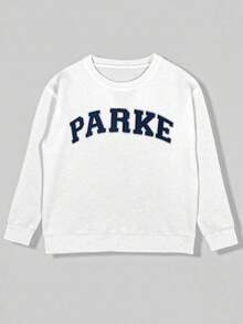 INAWLY 女士舒适长袖圆领毛衣，PARKE 字母印花，简约时尚，适合日常穿着 - 彩色 - 查看 4