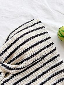 Soleia Women's Beach Fashion Women Striped Twist Bandeau Crop Top, Versatile Summer Wear