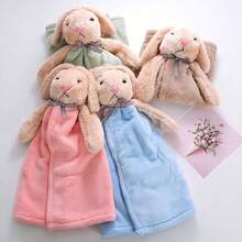 1/2 Packs Coral Fleece Hanging Hand Towels For Bathroom&Kitchen,Super Soft Rabbit Design Appease Towel, Super Soft Water Absorbent Decorative Hand Towels Cleaning Cloth Dish Cloths Kitchen Towel - Multicolor - View 4