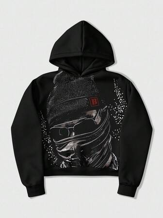 Street Life Sudadera con capucha casual con estampado gráfico para hombres, otoño/invierno