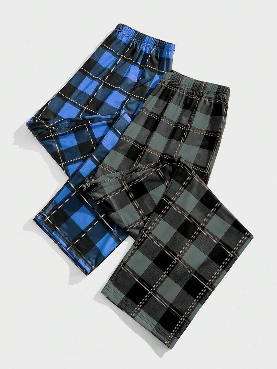 FamilyFrolics 男士格子睡裤两件套，秋冬服装 - 彩色 - 查看 1