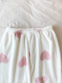 Genkimix Kids 3 件套女童心形图案开衫、吊带背心和毛绒裤休闲舒适睡衣套装 - 白色 - 查看 8