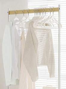 SHEIN 1pc/10pcs/20pcs Black, White, Pink, Gray Plush Clothes Hanger For Home Use, With No Trace, Anti Shoulder Corner, Anti Slip, Unable To Lift Bags, Clothes Drying Support, Organizer, Dry And Wet Dual-Use