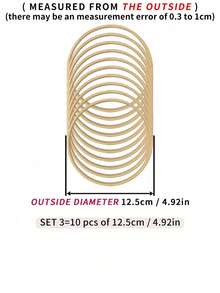 10 件卡其色竹捕梦网环、户外草坪婚礼羽毛装饰环、万圣节、圣诞节等节日森系风铃挂饰、卧室墙壁装饰竹环、编织绣花环工艺配件 - 卡其色 - 查看 7