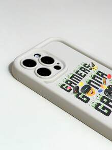 NEWMOJI® X SHEIN Symbol Fashion Letter Cartoon Game Headphone Pattern Phone Case, Suitable For Apple Phones