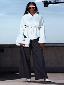 MUSERA Quần âu cỡ lớn mùa đông mùa thu mùa thu mùa đông mùa thu - Xám - Xem 1