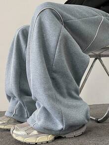Manfinity Hypemode Men's Contrast Trim Drawstring Casual Loose Fit Sweatpants - Multicolor - View 6