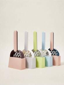 Zazumi Cat Litter Scoop Plastic Cat Litter Shovel With Base Self Cleaning Cat Litter Box Shovel Kitten Toilet Clean Tools Cat Supplies - Multicolor - View 6