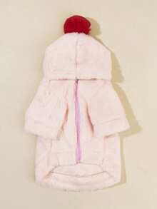 PETSIN 1pc Pet Christmas Fluffy Zipper Jacket - Pink - View 6