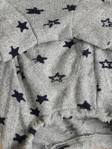 PETSIN 1 件套宠物衣服，舒适猫狗印花五角星灰色家居服连体衣睡衣