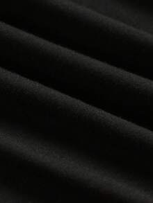 SHEIN PETITE 女式纯色高腰针织休闲A字裙 - 黑色 - 查看 5