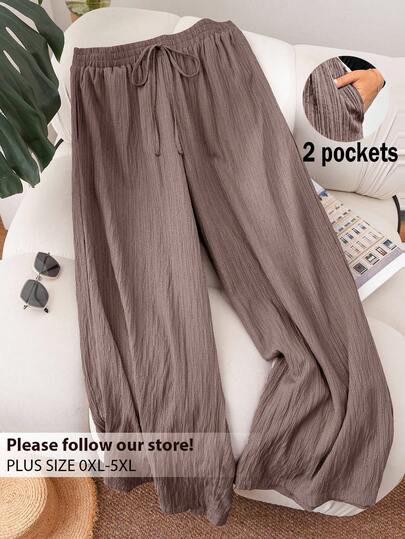 CosyJoli Plus Size Women's New Spring Summer Business Casual Woman Beach Valentine Day Style Fashion Commuting Elegant Wide-Leg Trousers, Beach Vacation College Students Valentines Summer Pants