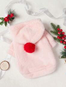 PETSIN 1pc Pet Christmas Fluffy Zipper Jacket - Pink - View 1