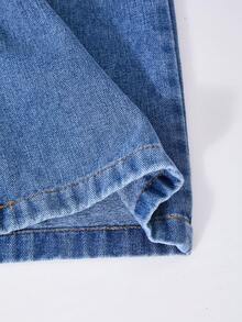 2pcs/Set Teenager Girls Sweatsuit, Sleeveless Top With Letter Graphic, Distressed Denim Pants, Suitable For School, Commute, Outing, Can Be Paired With Jacket Fall Winter