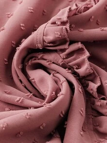 Calvaya Plus Size Women V-Neck Ruffle Sleeve Polka Dot Jacquard Casual Blouse