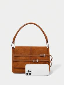 SHECARRY Women's Adjustable Buckle Design Fashion Handbag For Daily Use - Brown - View 6