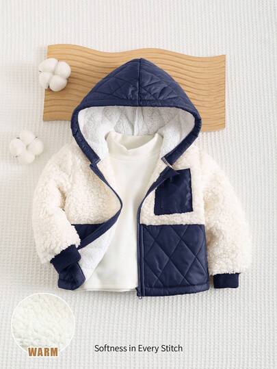 Cozy Pixies Termofodrad kofta med huva i kontrastfärg för babypojkar, avslappnad och mångsidig