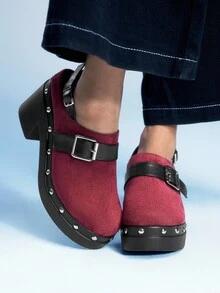 Sugerpunk Pantofi sport damă la modă, fără mâneci, cu cataramă, decorați cu nituri, talpă groasă, pantofi fără spate