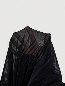 SHEIN MOD Women's Fashion Black Asymmetric Hem Flare Sleeve T-Shirt - Black - View 5