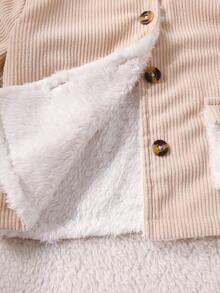 SHEIN Kleinkind Jungen Cord Fleece Warme Bequeme Beige Jacke, geeignet für Herbst/Winter Alltag und Outdoor Aktivitäten