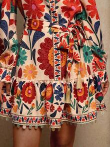 Travachic Elegant Floral Print Long Sleeve Dress, Suitable For Commuting,  New Year Clothes,  Going Out Outfit, Luxury Elegant Graduation, Boho Dress, Floral Print Dress,Fall Outfits For Women, National Day - Multicolor - View 7