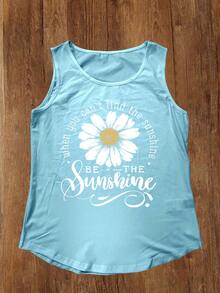 INAWLY Summer Women's Sleeveless Top With Letter And Flower Patterns When You Can't Find The Sunshine BE THE Sunshine Graphic Tees Women Tops