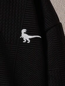 一件男童针织纹理面料内衬抓绒外套，保暖舒适，休闲百搭，适合秋冬季、开学季和圣诞节等场合。