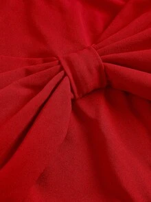 Pitira Teen Girls Partywear Pink Party Dress Big Twist Bow Wrap Midi Dress Bridesmaid Dress Elegant Formal Evening Prom Wedding Guest Dress Suitable For Graduation Ceremony, Dinner Party Dress, Spring Festival,Christmas, Halloween Fall Winter Red Teen Dress Junior Bridesmaids Dress Red Midi Dress Elegant Dress - Red - View 7