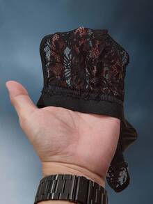 شمواه تصميم زهري شفاف للنساء، حماله صدر للملابس الداخلية بطراز كشاكش - الأسود - مشاهدة 3