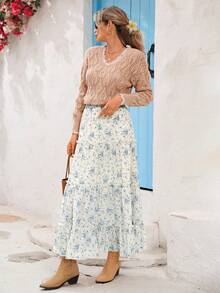 Vivid Eden Herbst/Winter Damen Ausgehen für Urlaubstermin Pullover, Herbst/Winter Ausgehen für Urlaub V-Ausschnitt Karomuster Ärmel Karomuster Damen Langarm Pullover, Urlaubsstrand Kleid, Schule, sehr einfache Kleidung, Damen Land, Bürokleidung, Old Money Kleidung, Lehrerkleidung, Verabredungskleidung, Abschlusszeit, Herbst Damen, Herbst/Winter Pullover, apricotfarbener Pullover, Weihnachtsatmosphäre Party Pullover - Pink - Übersicht 5