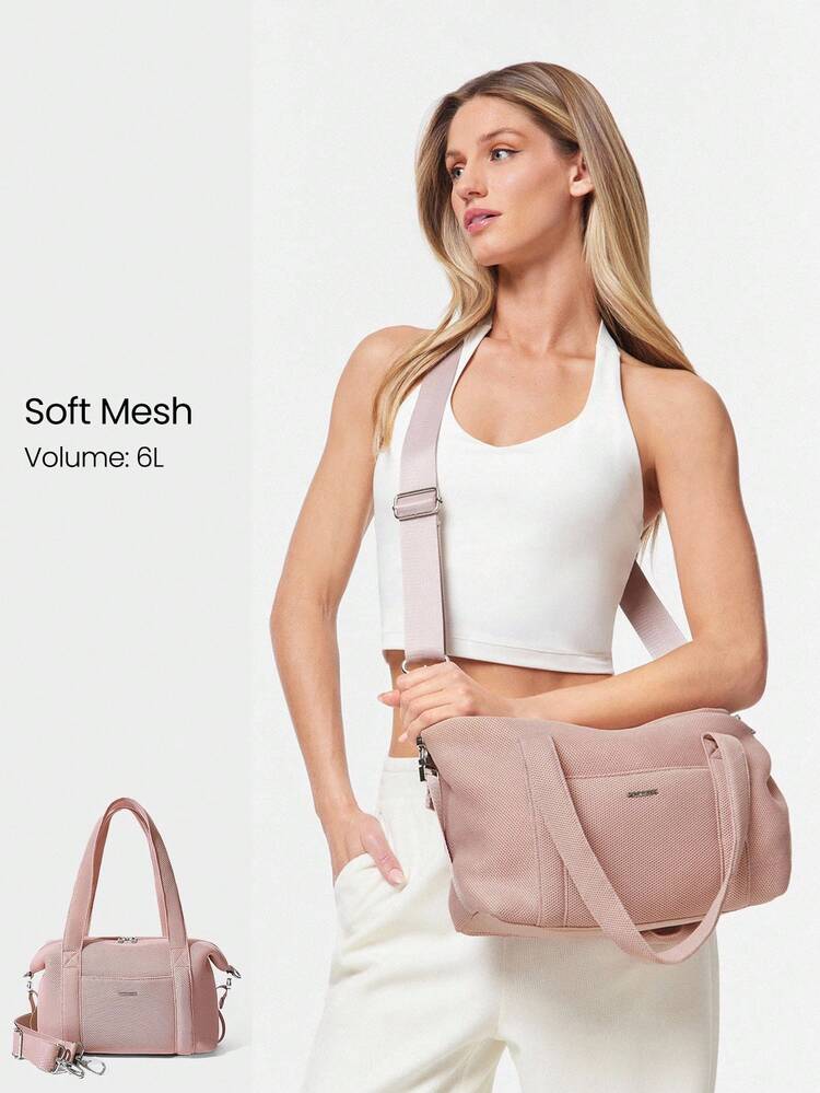 Bolso de hombro cuadrado de malla suave y cómoda con correas ajustables, de 6L, para gimnasio, estudio, viaje, vacaciones, uso diario y casual