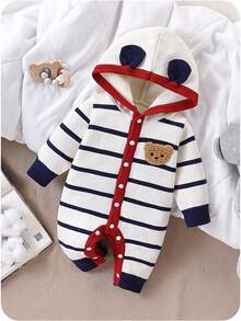 SHEIN Mono con capucha de oso informal para bebé niño, de moda y versátil para ir de compras, viajar y usar en casa