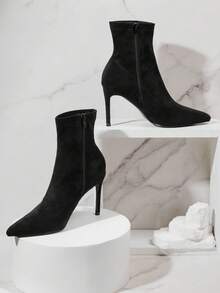 SHUZIA Glamorous Women's Sexy Pointed Toe Stiletto Heel Booties - Black - View 2